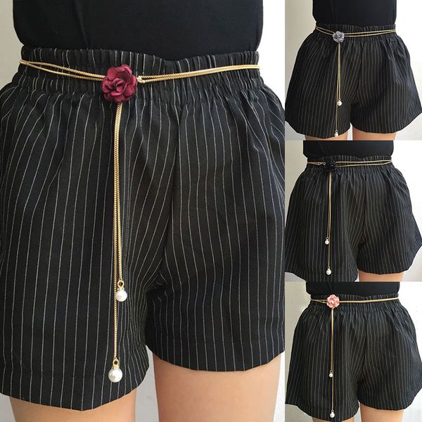 

girdle chain waistband pearl flower versatile pants chain waistbelts fine corset waist thin gold dress cummerband belts, Black;brown