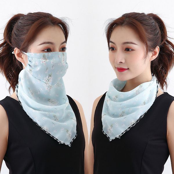 

women scarf bandanas double silk chiffon mask outdoor windproof mask handkerchief half face dust veil sunshade masks