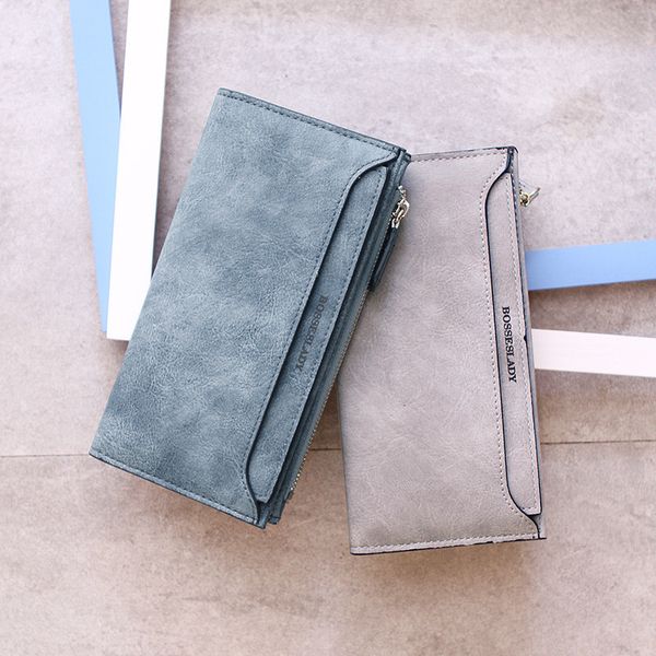 

women's wallet high capacity card holder leather pu bifold ladies solid slim wallets women zipper long style clutch purse female, Red;black