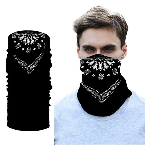 

cycling caps & masks hip hop paisley bandana sports seamless headscarf for men print multicolor punk rock accessories headwear, Black