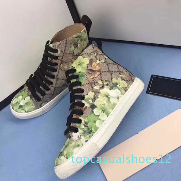 

men designer sneakers high-sneaker printed genuine leather with angry cat tiger dragon sneaker for men women size 35-45 t12, Black