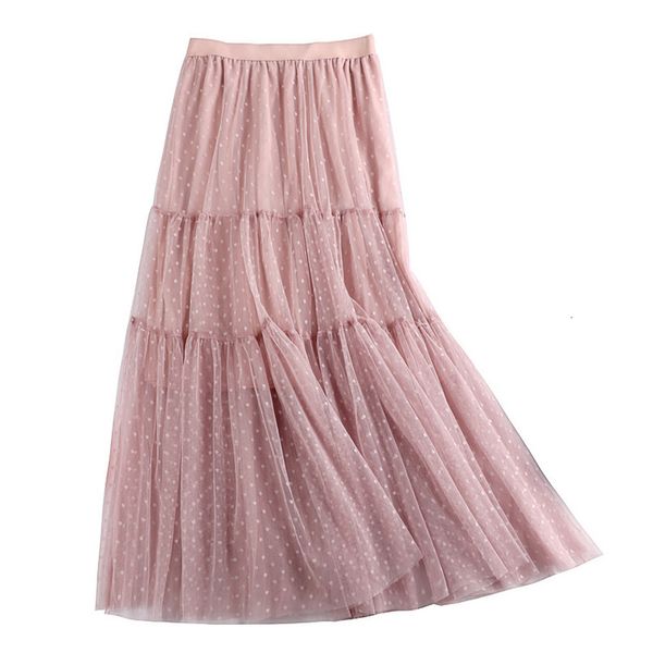 

summer 2020 new long pleated skirts womens casual loose high waist elascity faldas party skirt streetwear jupe femme saias, Black