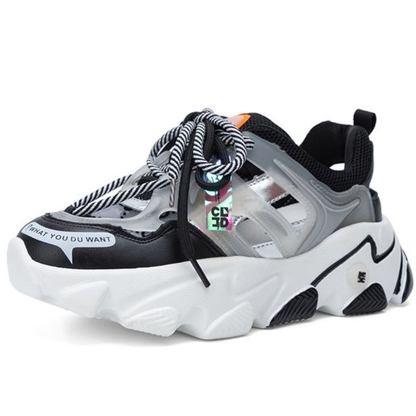 

rasmeup cutout style women's mesh breathable platform sneakers 2020 summer fashion women chunky shoes ladies trainers footwear, Black