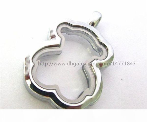 

plain bear pendant living floating memory locket 38*26mm chrome color copy stainless stee locket jk18, Silver