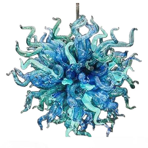 

Hand Blown Glass Crystal Chandelier Art Decor LED Chandelier Pendant Light Home Lamps 20-28 Inches Blue Teal Color Chandelier Lighting-L