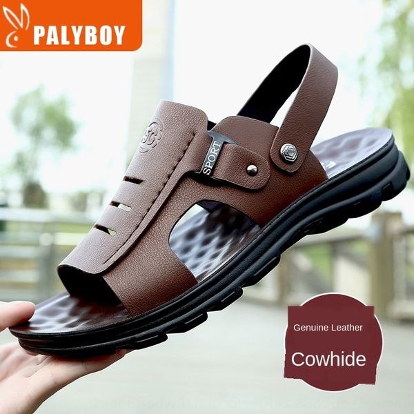 

2020 new and slippers summer leather slippers men's non-slip sandals men's sandals