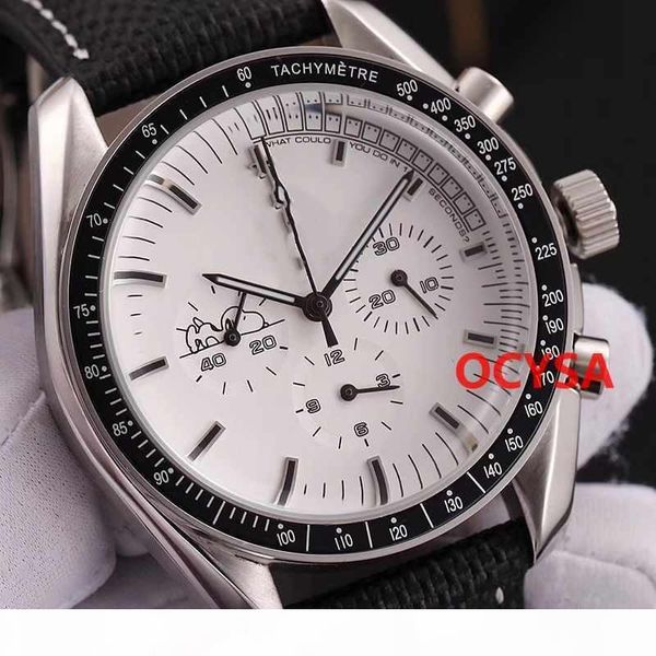 

luxury mens chronograph watches men snoopy 007 diver 300m wristwatch quartz folding buckle man watches orologio montre, Slivery;brown