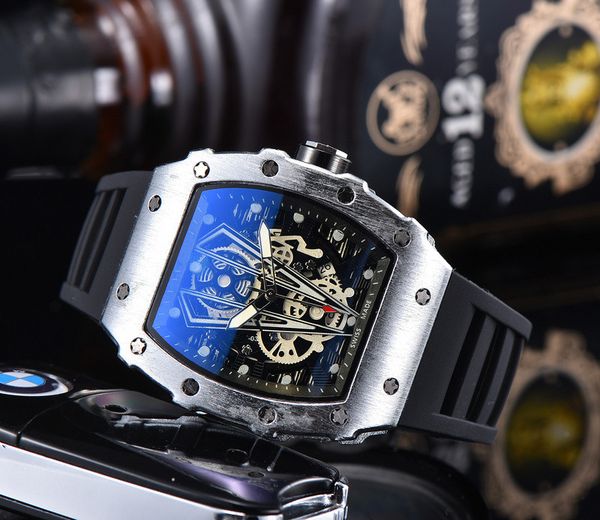 

18 color fashion men designer watch stainless steel quartz movement rubber strap auto-date male sport wristwatch gift clock watch, Slivery;brown
