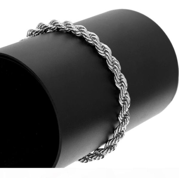 

6.5mm silver gold plated mens womens hiphop twisted rope chain bracelet casual rock style pulseiras femininas, Black