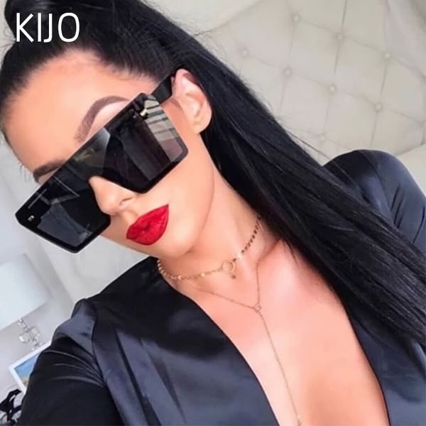 

oversized square sunglasses women 2020 fashion flat cool red black transparent lens one men's gafas visor uv400, White;black