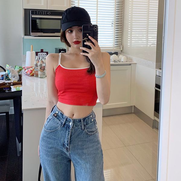 

nana fashion womens clothing shop french fashion heart machine niche strap net red bottoming shirt vest beauty back wear, Black;white