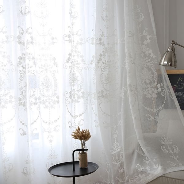 

curtain & drapes european style window screen embroidery white gauze bedroom cloth embroidered pure color living room