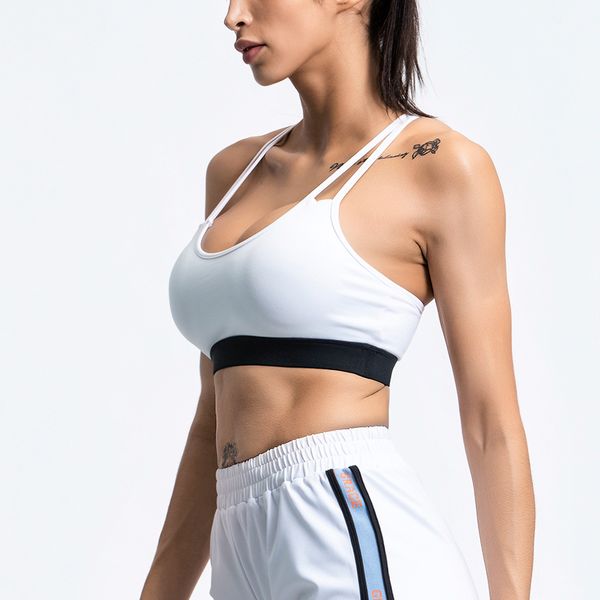 

yoga outfits sports clothing women padded for runnin bra gym training apparel female, White;red