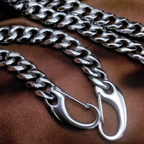 

316l stainless steel cuban curb bag chains necklace 13mm n437, Black