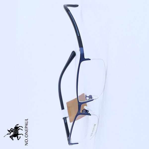 

no.onepaul ultralight eye myopia prescription eyeglasses male half optical men stainless steel glasses frame male square, Black