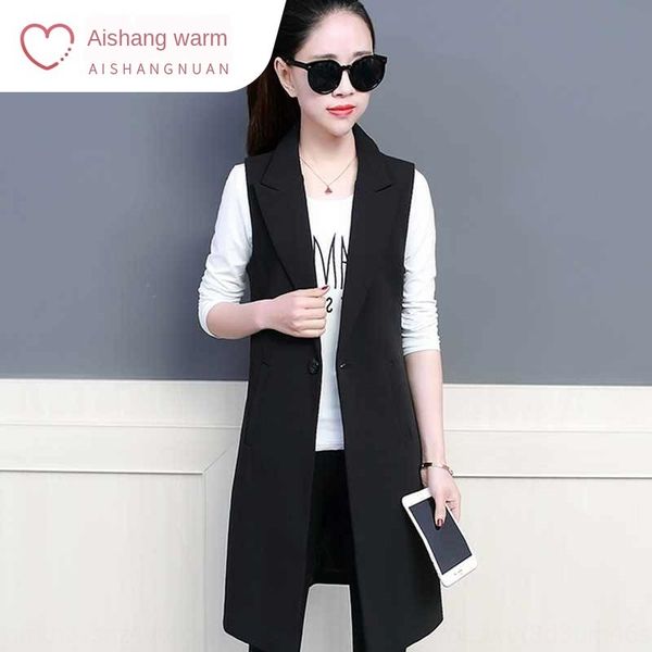 

korean style 2020 summer korean style women's fashionable slim fit new mid-length vest sleeveless suit vest, Black;white