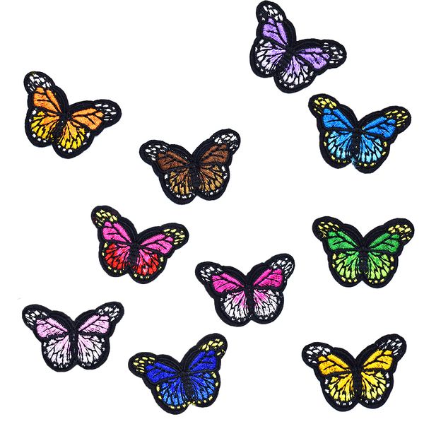 

10 pcs embroidery big butterfly patch badge for girls women iron on transfer embroidery patch for clothes jackets dress bags sew accessories, Black