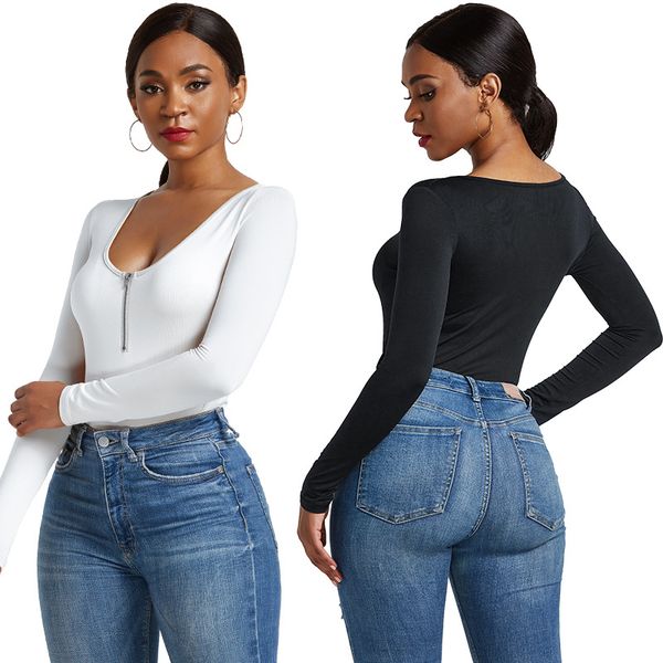 

плюс размером 3xl basic неразъемного bodysuits элегантных женщин сексуальной осень партия клуба комбинезон 2020 моды длинного рукав тощей иг, Black;gray