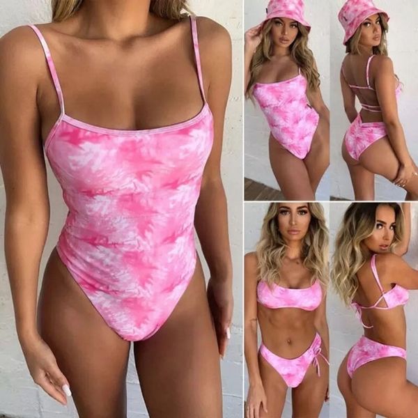 

2020 new flower bikini pink gradient brazilian swimsuit push up padded women polyester backless thong swimwear strapped bikini beachwear, White;black