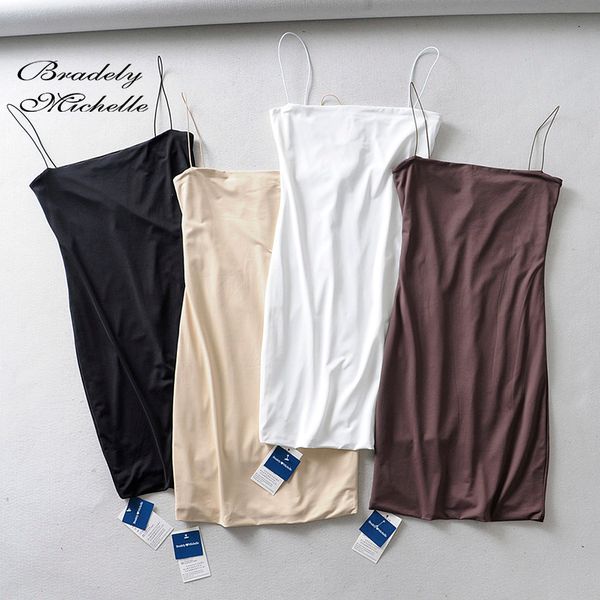 

2020 summer dress women slim sleeveless solid sheath spaghetti strap elastic dress for beach club female, Black;gray