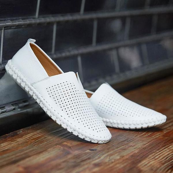 

breathable comfortable leather men shoes casual loafers men genuine leather moccasins flat footwear cc-428, Black