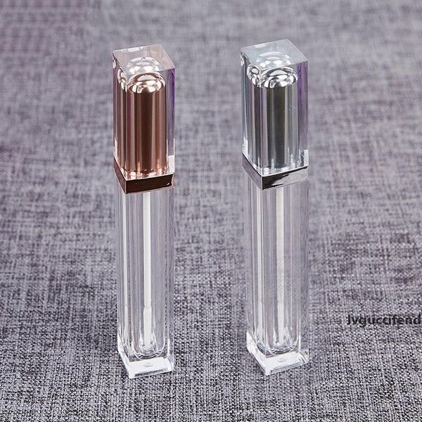 

8ml lip gloss tubes containers clear mini refillable lip balm bottles with lipbrush gold/silver lid for diy lip sample travel split charging