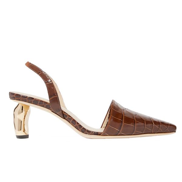 

2020 new crocodile pointed toe sandals block heel toe sandals women shoes female back sling with profiled heels zapatos de mujer, Black