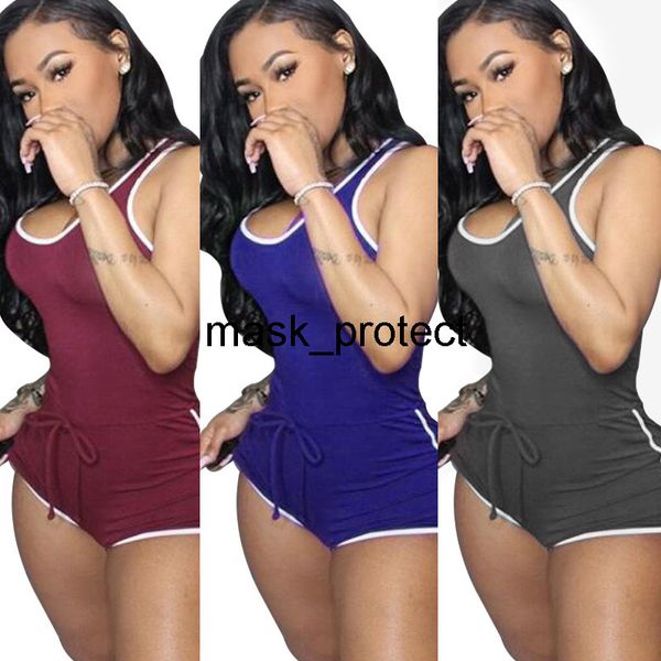 

women's vest sleeveless drawstring pants shorts jumpsuit pants, Black;white
