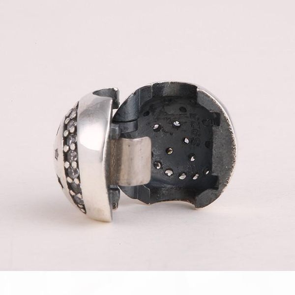 

100% 925 sterling silver twinkling night bead with clear cz bead fits european designer jewelry charm bracelets, Black