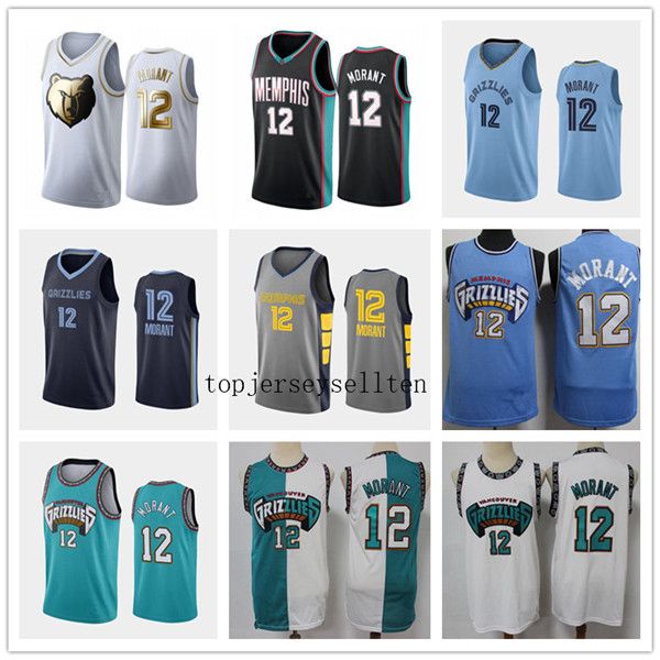 

memphis grizzlies men 2019-20 ja morant teal 25th season city nba classic basketball jersey, Black