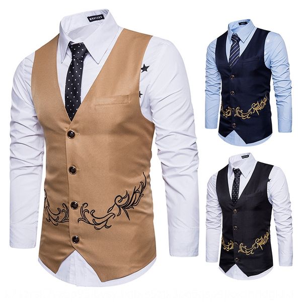 

european style new embroidered type suit m27 european style new embroidered men's vestvest type men's suit vest m27, Black;white