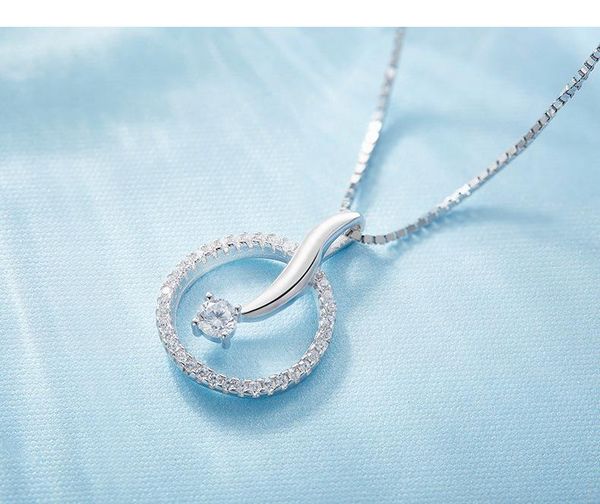

японский и корейский циркона ожерелье s925 серебра кулон простой японский и корейский ключицы цепь форма дельфина поцелуя, Silver