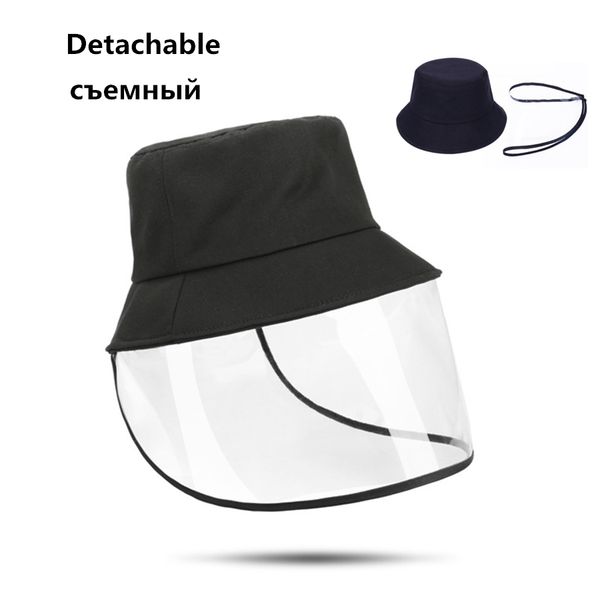 

new detachable anti-dust bucket hats men women protection visor hat female anti-fog sun caps windproof cap, Blue;gray