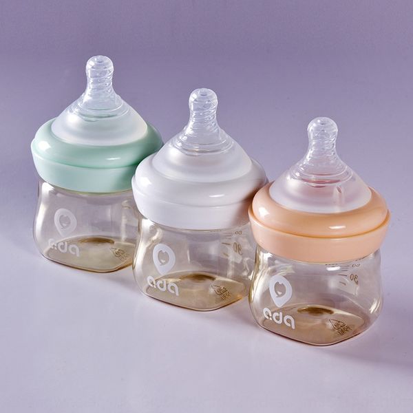 

silicone infant super silicone large wide caliber milk bottle with straw anti-choking baby milk bottle
