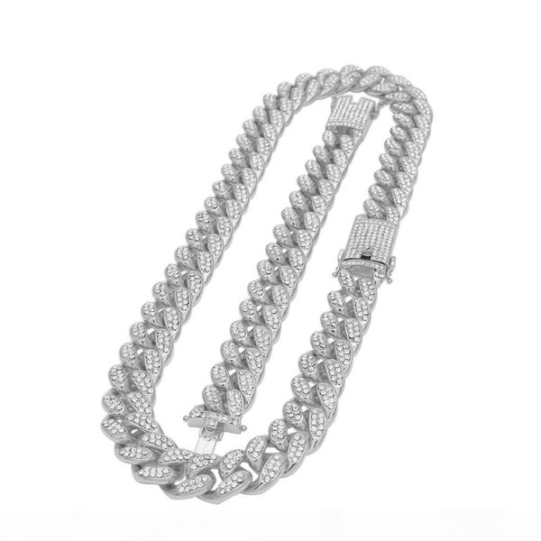 

mens hip hop gold color iced out crystal miami cuban chain gold silver necklace & bracelet set selling the hip hop king j190625