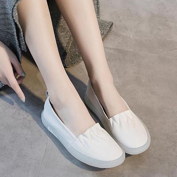 

johnature flats women shoes autumn 2020 new genuine leather pleated round toe casual loafers handmade shallow ladies shoes, Black