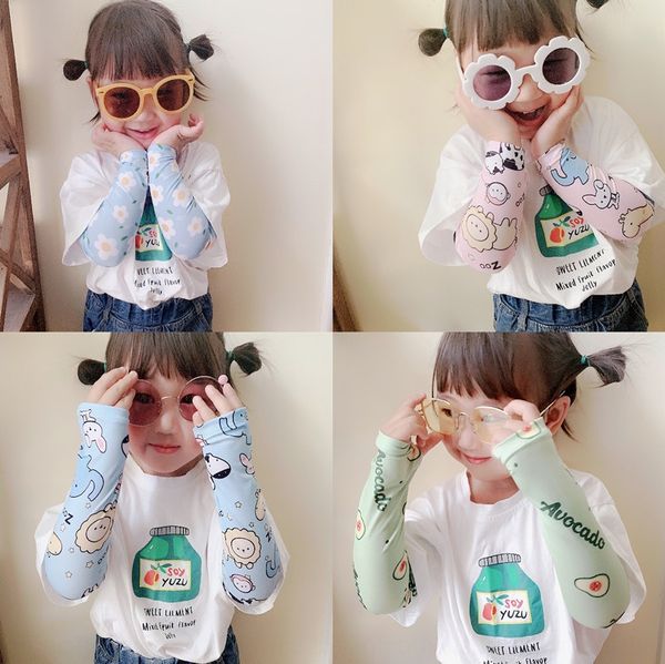 

summer baby sun sleeve gloves sleeve protection children's ice sleeves baby arm sleeves children's ice silk gloves, Black