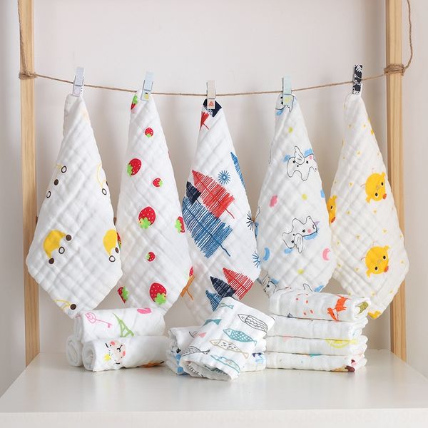 

six-layer gauze high density cotton cartoon saliva pattern saliva towel baby towel