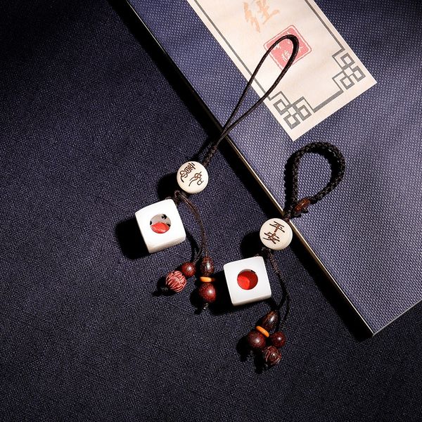 

incnl linglong dice red mobile phone key ring bean bone-breaking acacia bean lovers chinese valentine's day gift wind key ring mobile p, Silver