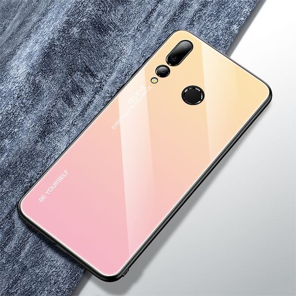 

gradient glass case for huawei nova 4 smart phone, anti-skid protection