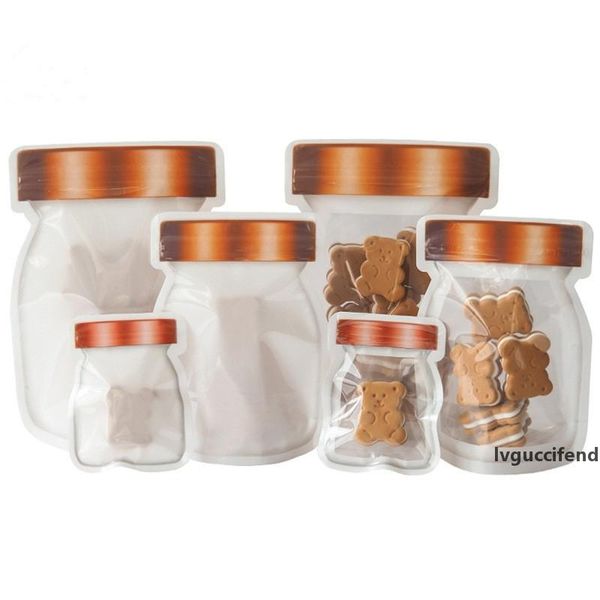 

mason bottle zip mylar bag 100pcs stand up bag food storage bags plastic packaging bags two side clear bear biscuit candy bag