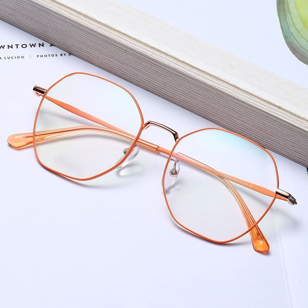 

the new metal full frame literary glasses fashion men and women decorative flat mirror can be equipped with myopia glasses frame, Black