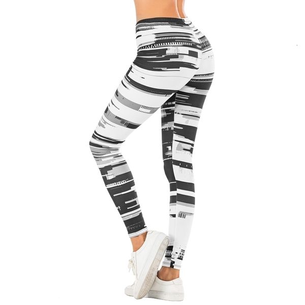 

fashion women legging black and white streak printing fitness leggins slim legins soft and stretchy leggings woman pants