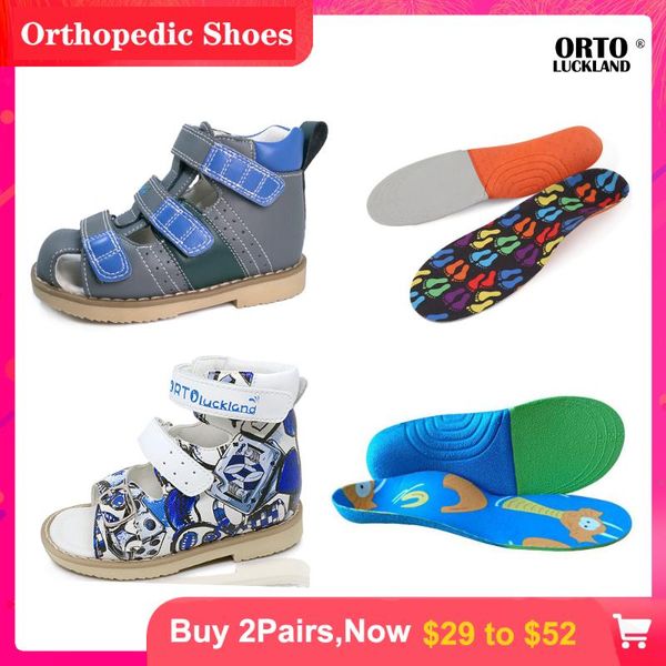 

children orthopedic shoes combination of sandals and insoles for kids boys fashionable arch support pads for flatfoot shoes, Black;red