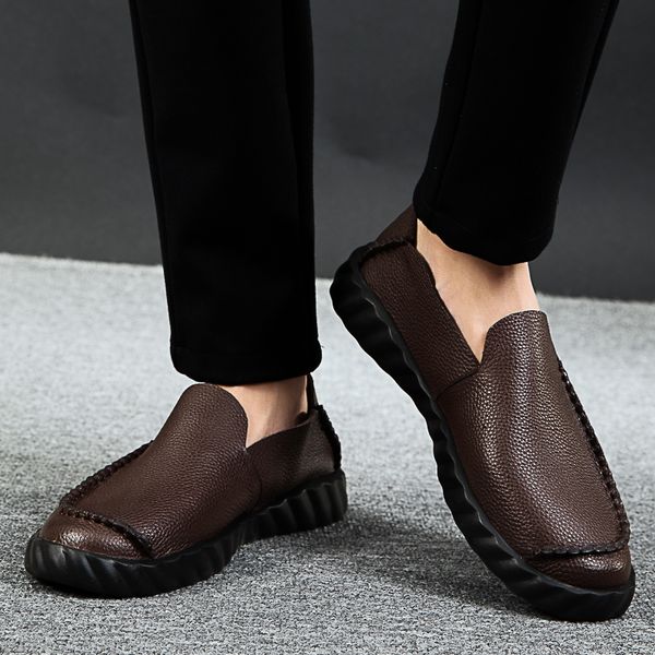 

fashion causal loafers leather men informales para man casual breathable 2020 sapato shoes de comfortable leisure mens for, Black
