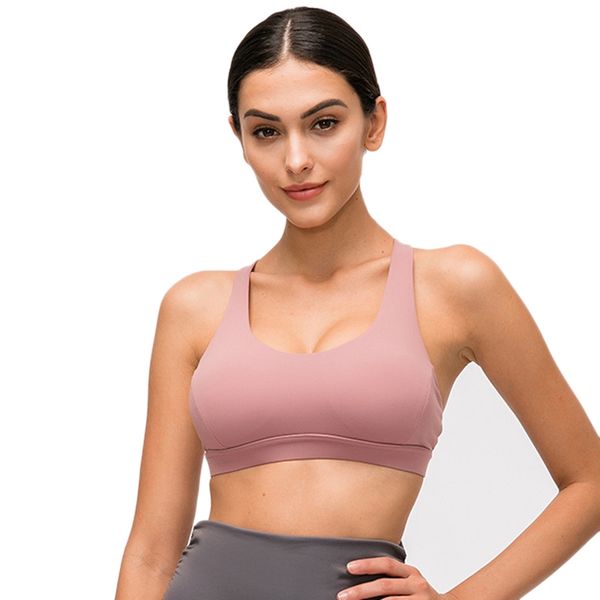 

beautiful back ladies sports underwear shockproof gather fitness vest no steel ring yoga bra pink s code, White;black