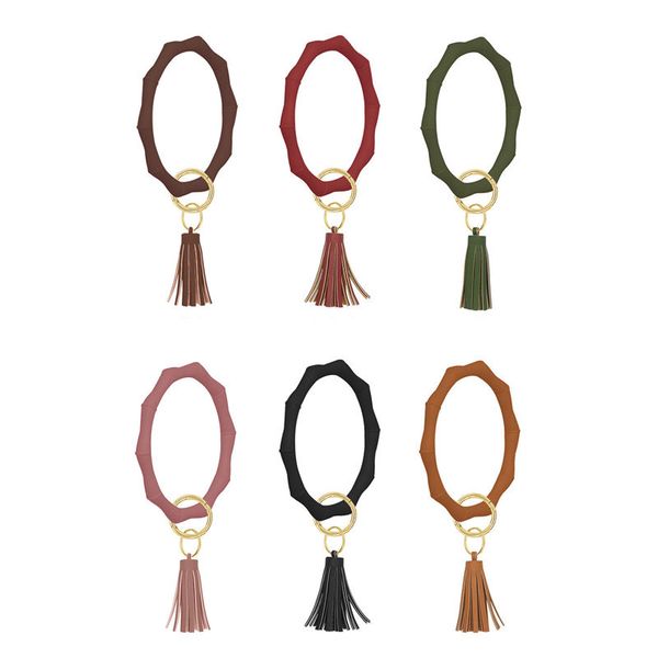 

keychains fashion silica gel bracelets with tassel pendant portable solid color round silicone keyring for women trendy wrist accessory, Silver