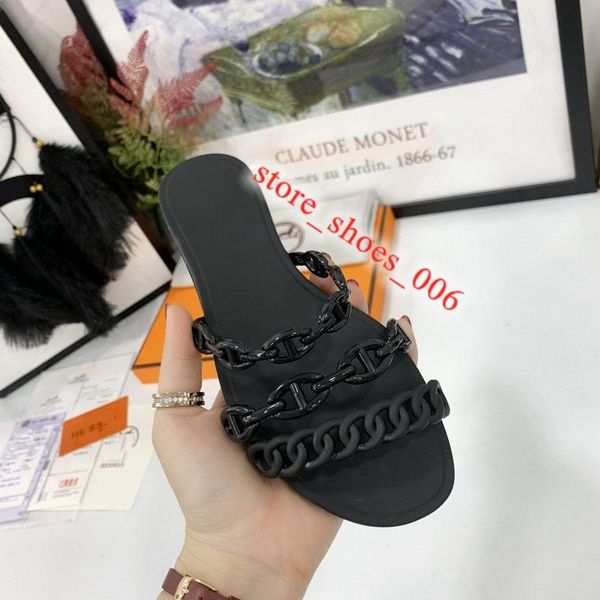 

2020 xshfbcl summer pvc luxe women slippers fashion design beach slides chain straps girls slippers flat with female slip on casual shoes, Black;grey