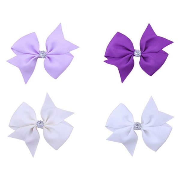 

hair accessories  colors baby girls cute bows cloth solid bobby pins bowknot diamond props barrette, Slivery;white