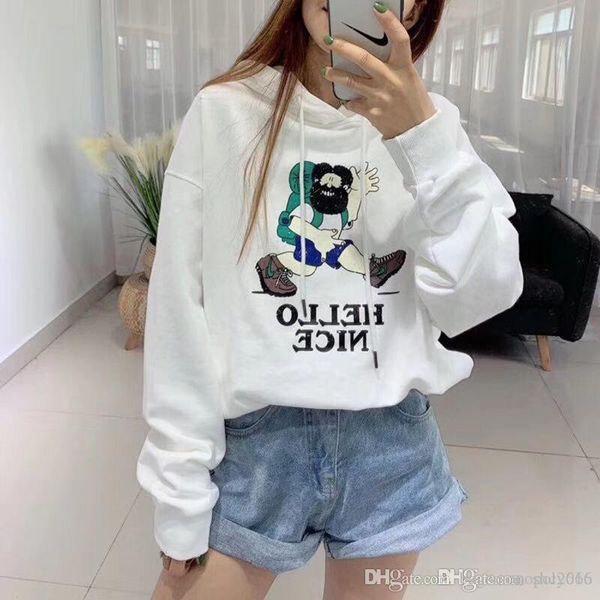 

autumn winter female designer hoodies womens sweatshirts cartoon prints cotton material suitable for women who love sports, Tan;black